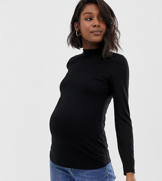 Черный лонгслив с высоким воротником ASOS DESIGN Maternity - Черный