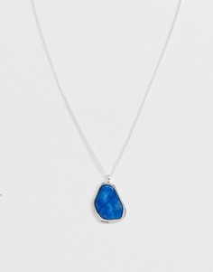 Серебристое ожерелье с полудрагоценным камнем Weekday - Серебряный