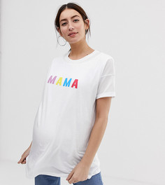 Двухслойная футболка с надписью mama ASOS DESIGN Maternity Nursing - Белый