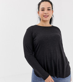 Черный лонгслив с добавлением льна ASOS DESIGN Curve - Черный