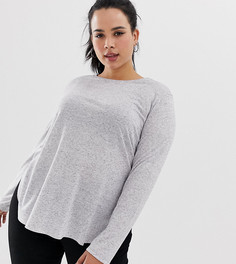 Серый лонгслив с добавлением льна ASOS DESIGN Curve - Серый