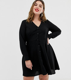 Свободное платье на пуговицах с длинными рукавами Vero Moda Curve - Черный