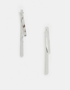Посеребренные серьги-подвески с двойным дизайном Pilgrim - Серебряный