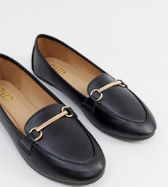 Черные туфли для широкой стопы на плоской подошве с пряжками RAID Viera - Черный