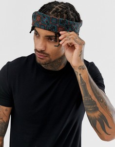 Темно-синяя бандана с ацтекским принтом ASOS DESIGN - Темно-синий