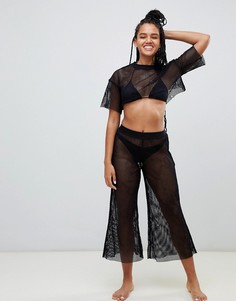 Комбинируемые сетчатые пляжные топ и брюки черного цвета Twiin - Черный