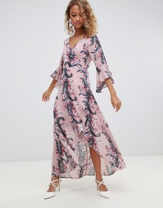 Платье макси с запахом и цветочным принтом Glamorous - Розовый