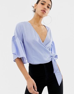 Короткая блузка с запахом AX Paris - Синий