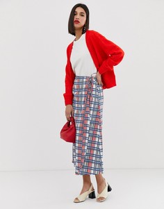 Фактурная юбка миди в клетку Vero Moda - Белый