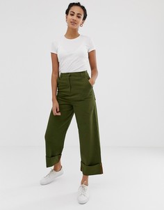 Брюки прямого кроя в стиле милитари ASOS DESIGN - Зеленый