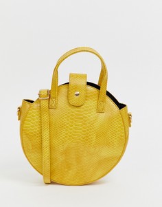 Желтая круглая сумка через плечо с отделкой под змеиную кожу PrettyLittleThing - Желтый