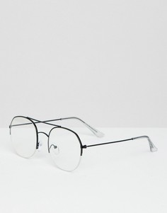 Черные очки-авиаторы с прозрачными стеклами Bershka - Черный