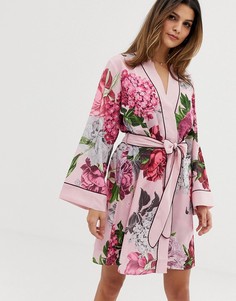 Светло-розовое кимоно с цветочным принтом B By Ted Baker Palace Gardens - Розовый