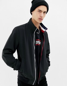 Черный бомбер с фирменными полосками, молнией и логотипом Tommy Jeans - Черный