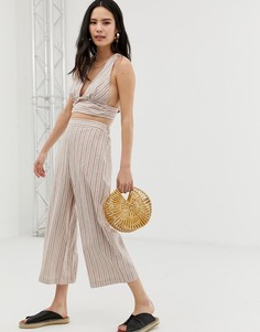 Льняные комбинируемые кюлоты в полоску ASOS DESIGN - Мульти