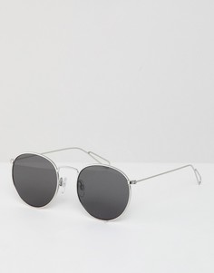 Круглые солнцезащитные очки в серебристой оправе Weekday - Серебряный