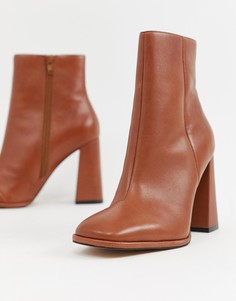 Кожаные ботильоны на каблуке ASOS DESIGN Endless - Рыжий