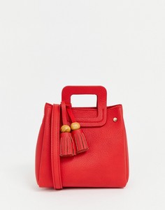 Маленькая красная сумка через плечо с кисточками Pull&Bear - Красный