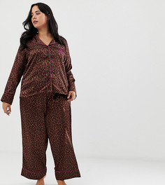 Атласные пижамные штаны с леопардовым принтом Savage x Fenty curvy - Коричневый