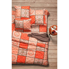 Комплект постельного белья Сова и Жаворонок Евро, поплин, Шафран, n50