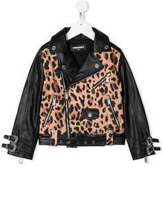 Dsquared2 Kids байкерская куртка с леопардовым принтом