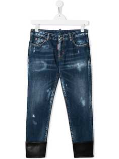 Dsquared2 Kids джинсы с отделкой из искусственной кожи