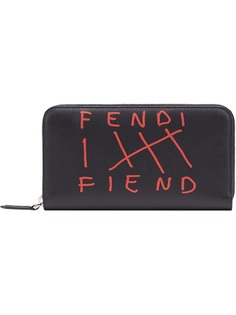 Fendi кошелек с круговой молнией и логотипом