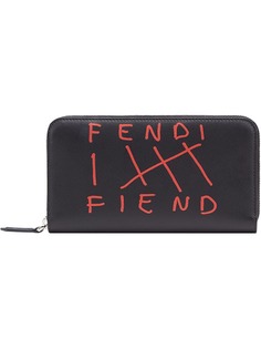 Fendi кошелек с круговой молнией и логотипом