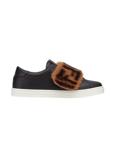 Fendi кроссовки с монограммами и меховыми панелями