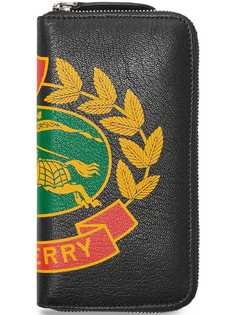 Burberry кошелек с круговой молнией и принтом герба