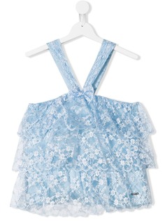 Dsquared2 Kids топ с цветочным принтом и оборками