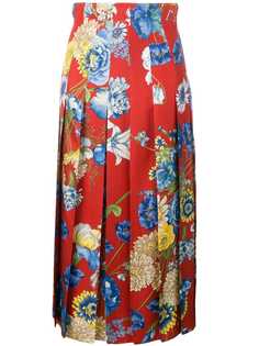 Gucci плиссированная юбка миди с цветочным принтом