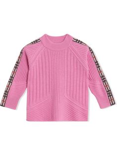 Burberry Kids кашемировый свитер с клетчатой отделкой