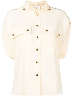 Chloé рубашка с драпировками и золотистыми пуговицами