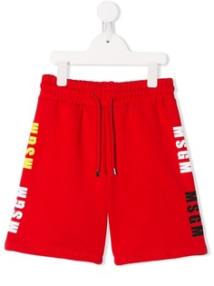 Msgm Kids шорты в стиле колор-блок с логотипом