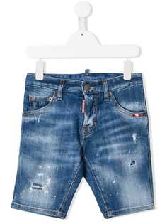 Dsquared2 Kids состаренные джинсовые шорты