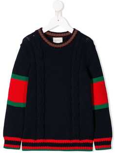 Gucci Kids джемпер вязки с косами и отделкой Web