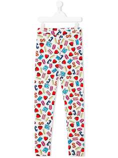 Moschino Kids леггинсы с принтом букв и сердечек