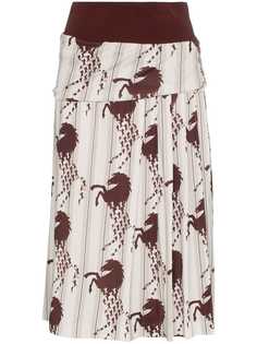 Chloé плиссированная юбка миди с изображением лошадей