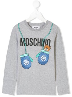 Moschino Kids топ с изображением варежек и логотипом