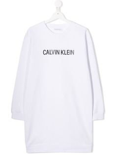Calvin Klein Kids платье-толстовка с принтом логотипа