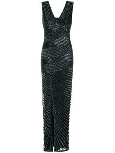 Rachel Gilbert длинное платье с украшением из бусин
