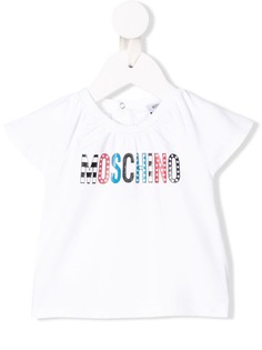 Moschino Kids присборенная футболка с логотипом