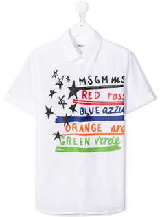 Msgm Kids рубашка с принтом логотипа
