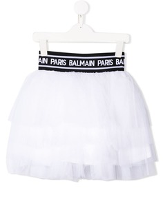 Balmain Kids пышная юбка с логотипом