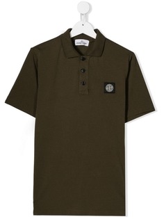 Stone Island Junior рубашка-поло с нашивкой-логотипом