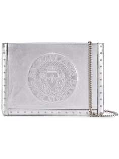 Balmain клатч с тисненым логотипом и металлическим отблеском