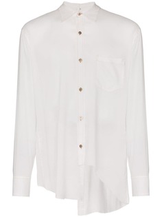 Sulvam asymmetric hem distressed shirt