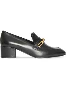 Burberry Link Detail Leather Block-heel Loafers