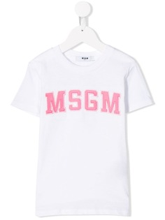 Msgm Kids футболка с вышитым логотипом